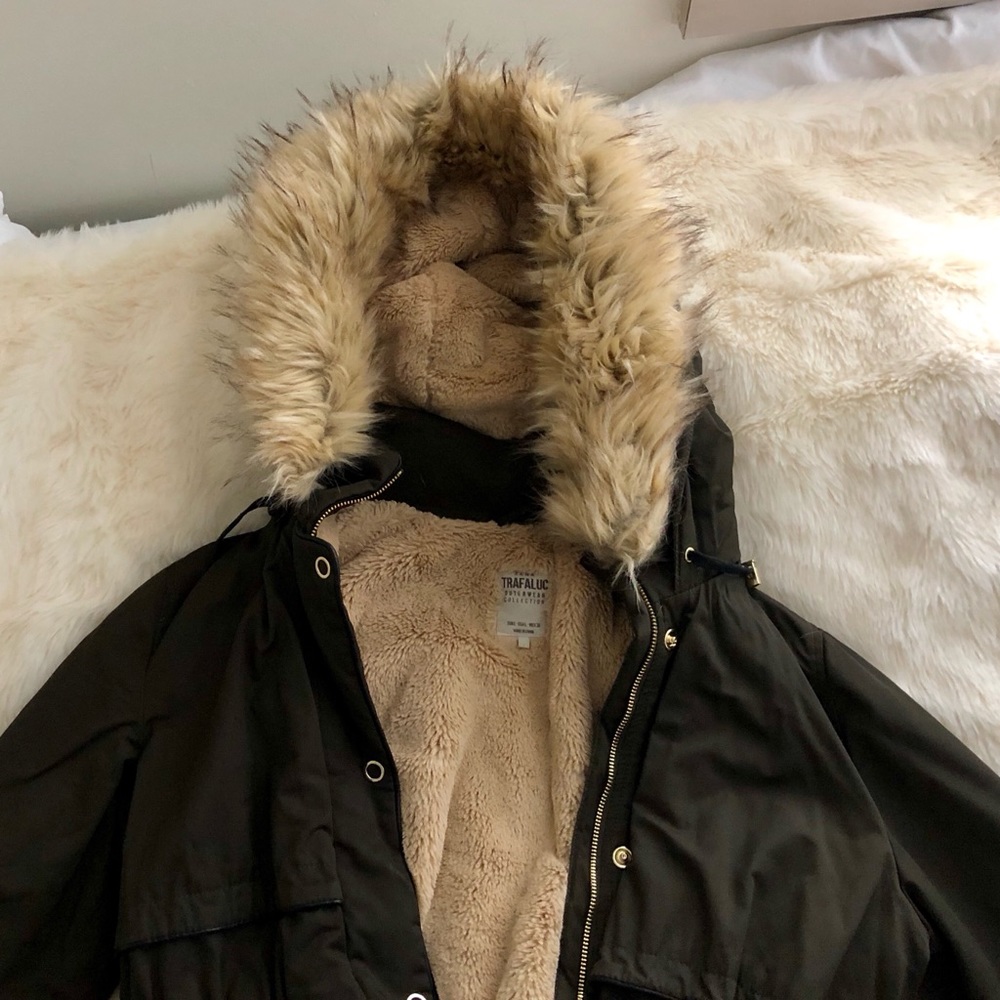 Military Parka with Faux Fur Hood || TRF by Zara